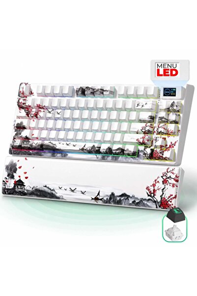 Timebox Tastatură mecanică de gaming, ecran LCD 75%, RGB, wireless, hot swap,...