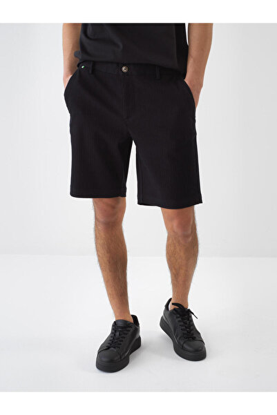 Xint Erkek Siyah Slim Fit Pamuklu Şort