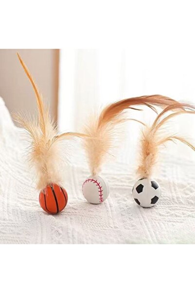 Choice 3Pcs 3pcs Cat Interactive Ball Toys Bouncy Balls With Feathers For Ind...