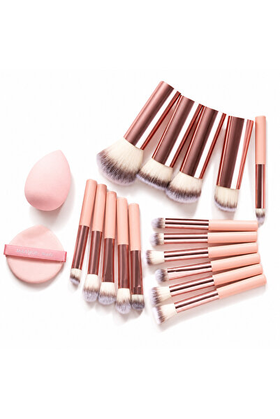 Arabest 15Pcs Makeup Brush Set with Beauty Sponge & Powder Puff, Pink Rose Go...