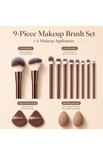 Arabest Makeup Brush Set 13Pcs: 9PCS Professional Makeup Brushes and 4PCS Pow...