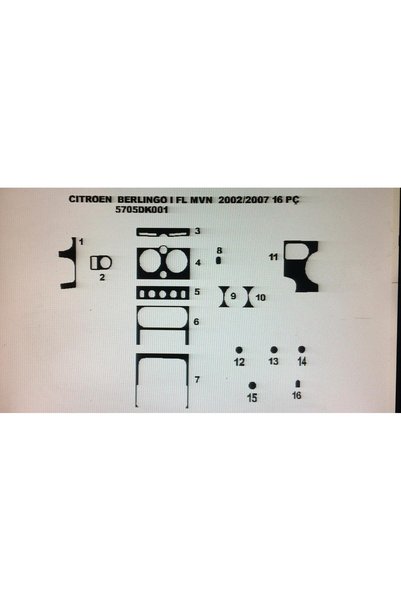 Demircioğlu Oto Aksesuar Marketi Citroen berlingo 2002-2009 16 piece torpedo ...