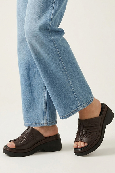Ziya , Women's Genuine Leather Heeled Slippers 161992Z64023 Brown