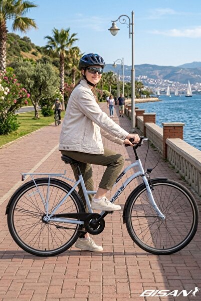 Bisan BELLA KADIN ŞEHİR BİSİKLETİ 42CM V 26 JANT 3 VİTES BUZ MAVİ SİYAH