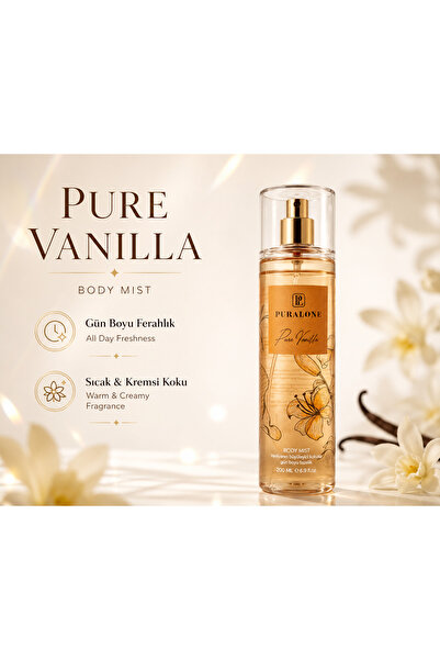 Puralone Pure Vanilla Body Mist 200 ml | Vanilya Kokulu Vücut Spreyi