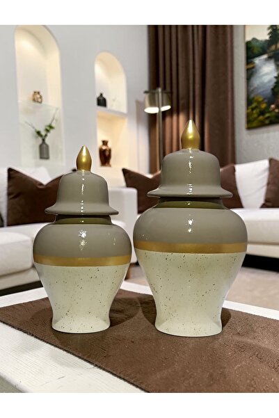 VERA HOME DECOR مزهرية شاهكوب من السيراميك، مزخرفة يدويًا، مقاس 28 و24 سم. بي...