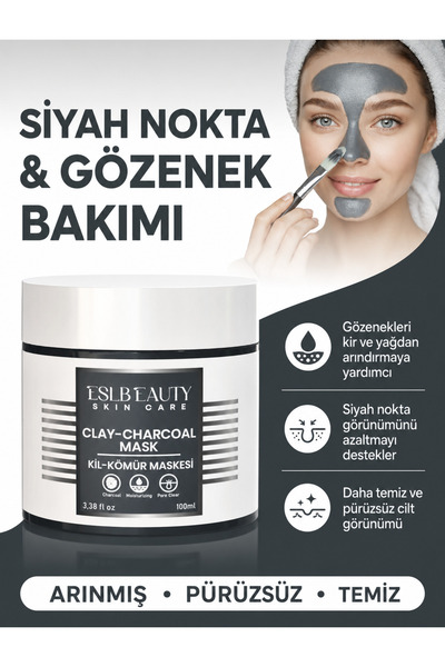 Eslbeauty Kil & Kömür Maske – Siyah Nokta Karşıtı, Gözenek Sıkılaştırıcı ve I...