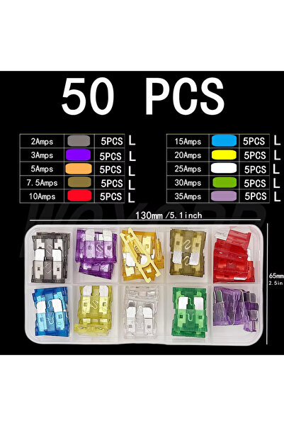 Choice4 مجموعة فيوزات سيارات 50 قطعة-L 50-306، فيوزات صغيرة ومتوسطة الحجم، نو...
