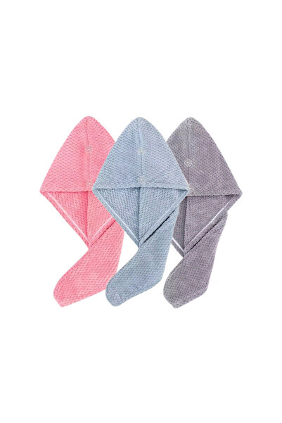 Choice Pink Blue Grey Solid Color Hair Towel Textured Dry Hair Cap 9.8' X 25....