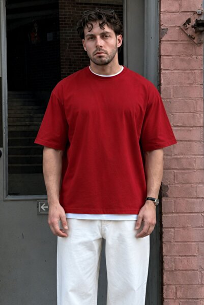 Madmext Oversize Claret Red Men's T-Shirt 4978