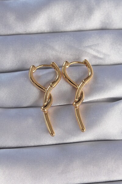 Inure Jewelry أقراط طويلة بتصميم قضيب حلزوني بلون ذهبي نحاسي