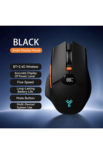 Choice1 Black Wireless Bluetooth Mouse with Digital Battery Display, Silent E...