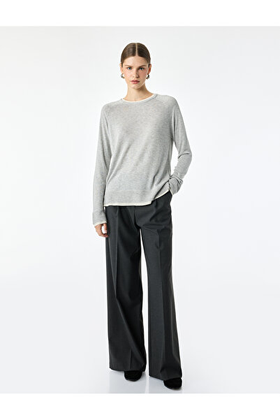 Koton Long Sleeve Round Neck Viscose Layered Knitwear Sweater