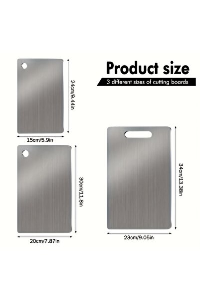Choice 3PCS Stainless Steel 3pcs Cutting Boards - BPA-Free Dishwasher Safe No...