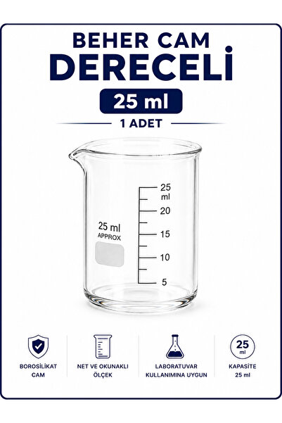 Labolist Beher Cam Dereceli 25 ml 1 Adet