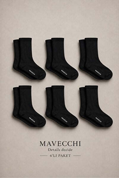 MAVECCHI 6 أزواج من الجوارب الرجالية الفاخرة باللون الأسود، مكونة من قطن قطعة...