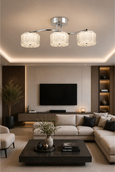 Coral 3-Line Candy Glass 3 Light Modes Modern Living Room Kitchen Bedroom Led Chandelier