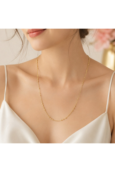 TR قلادة نسائية من الفولاذ المقاوم للصدأ من CM Jewelry بتفاصيل كرة صغيرة مع ص...