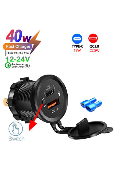 Choice1 شاحن سيارة USB بمنفذين/ثلاثة/أربع منافذ PD QC 3.0 مع مقياس فولت ومقبس...
