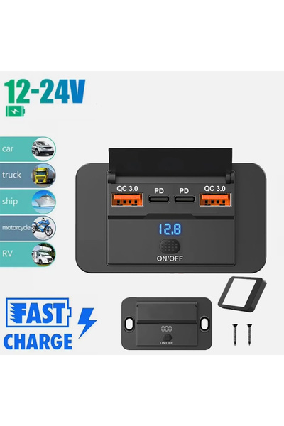 Choice1 2QC-2PD-4Ports 3/4 Ports RV Type C Usb Outlet with Power Switch QC3.0...