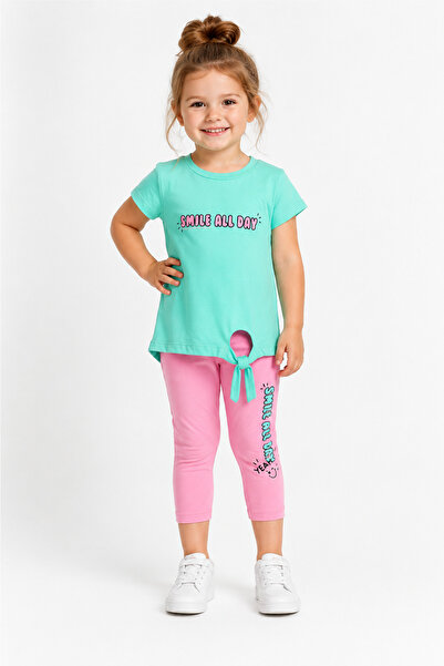 Tuffy Smile 2-5 Years T-Shirt Tights Girl's Suit Neon Pink