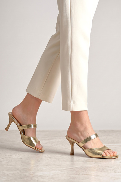 Gökhan Talay Avelin Flexible Soft Non-Slip Sole (4/6 cm) Gold Metallic Single...