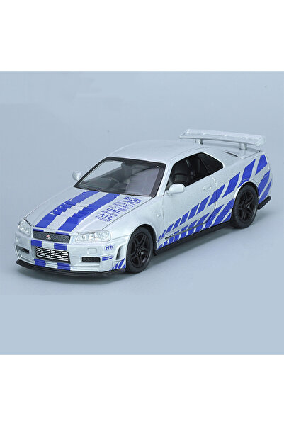 Choice1 سيارة سباق فائقة GTR R34 فضية بمقياس 1:32، نموذج مصبوب من السبائك، مح...