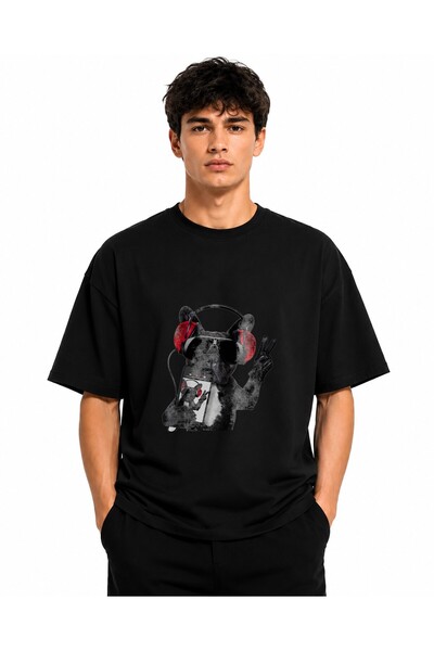 Inscriptie Tricou Unisex Bumbac Premium Casual " DJ buldog "