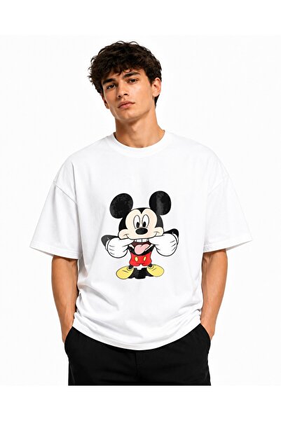 Inscriptie Tricou Unisex Bumbac Premium Casual " Mickey Mouse scoate limba "