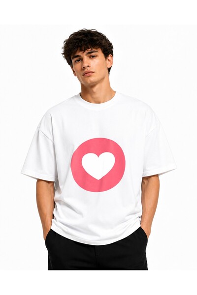 Inscriptie Tricou Unisex Bumbac Premium Casual " Heart emoji "