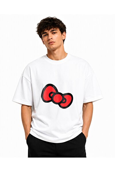 Inscriptie Tricou Unisex Bumbac Premium Casual " Hello Kitty Bow "
