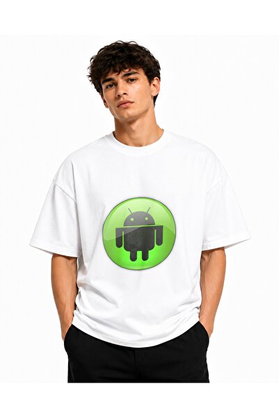 Inscriptie Tricou Unisex Bumbac Premium Casual " Android cerc "