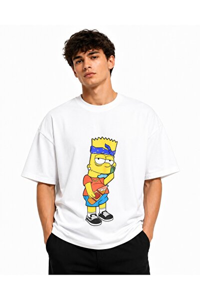 Inscriptie Tricou Unisex Bumbac Premium Casual " Bart simpson high "