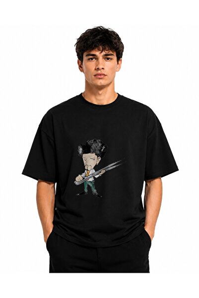 Inscriptie Tricou Unisex Bumbac Premium Casual " Barber cartoon "