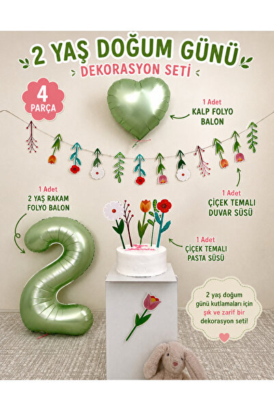 Partifabrik Retro Flowers Floral Sage Balloon Party Set