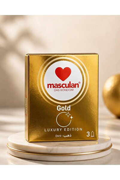 Masculan واقيات ذكرية ذهبية فاخرة 3 قطع