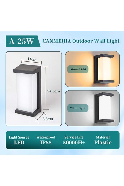 Choice4 Warm light Type A Black 25W LED Outdoor Wall Light IP65 Waterproof Po...