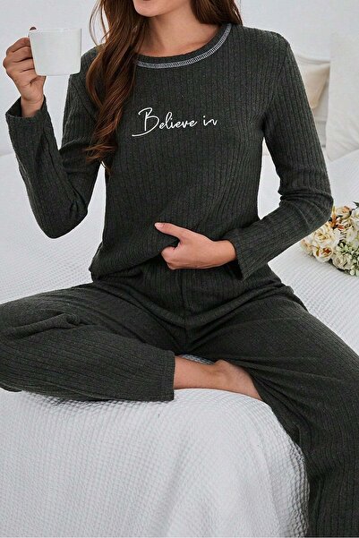 Fulla Moda Believe Printed Plus Size Pajama Set