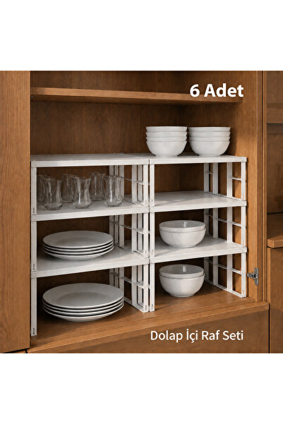 ORGANİZERS 6 Pieces of In-Cabinet Organizer Shelf, Plate and Cup Rack, Metal ...