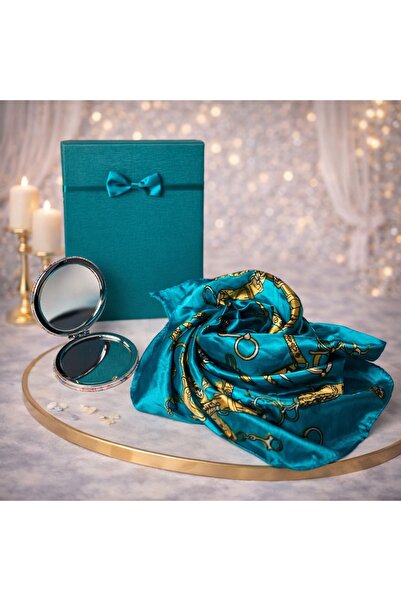velve Set pentru femei, cu esarfa eleganta satinata si oglinda, in cutie cado...