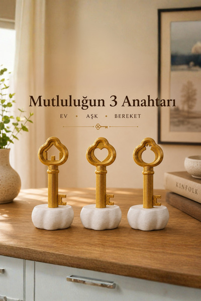 BEVATİR Mutluluğun Anahtarları 3’lü Dekoratif Biblo