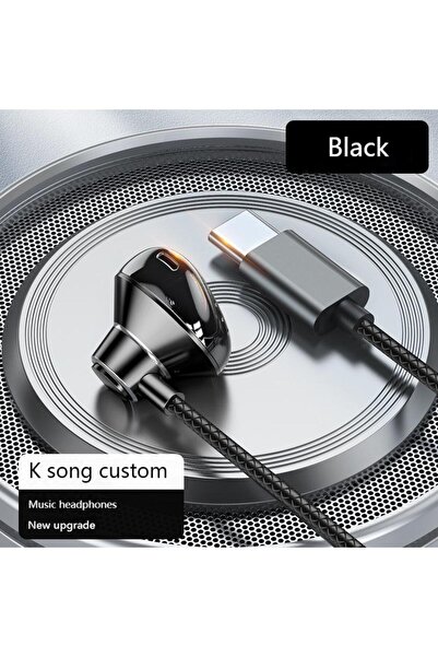 Choice سماعات رأس ستيريو 9D Bass Type-C باللون الأسود وسماعات رأس 3.5 مم للتح...