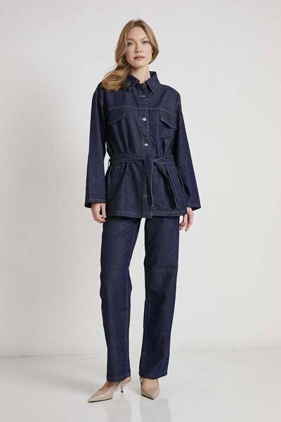 Arma Life Armalife 60607 denim women's suit with tie detail jacket pants