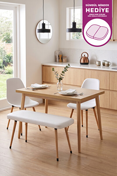 VİLİNZE Vilinze Eames Sandalye-Bank Avanos Ahşap MDF Mutfak Masası Takımı - 7...