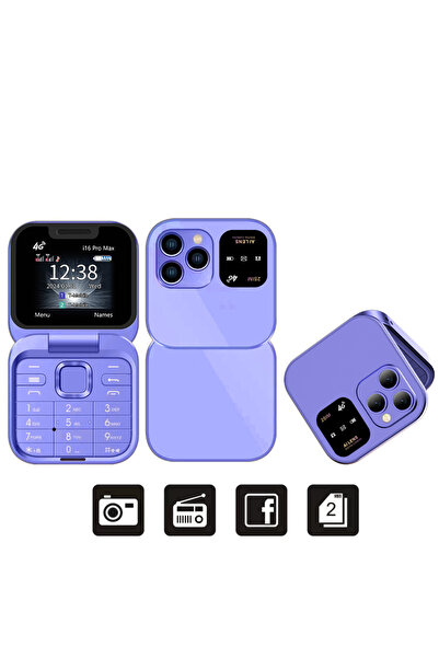 Choice purple 2025 SERVO I16 Pro 4G Mini Fold Mobile Phone Speed Dial Blackli...
