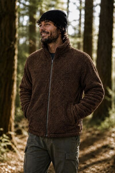 GHASSY CO Men's Pro Thermal Inner Outer Sherpa Autumn Winter Full Zip Plush S...