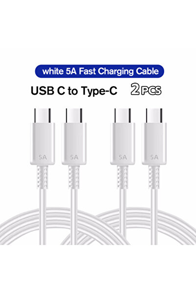 Choice17 2m White X 2 PD 45W USB Type C Cable For S20 S21 S22 S23 Ultra Note ...