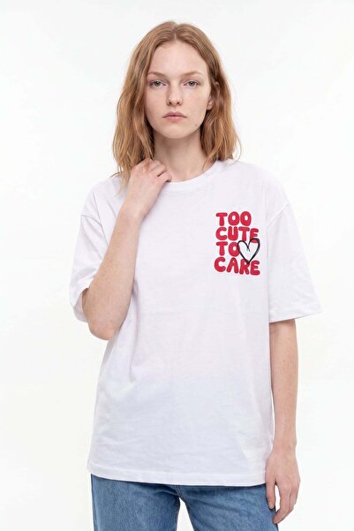 HAKKE Too Cute to Care Printed Oversize T-Shirt