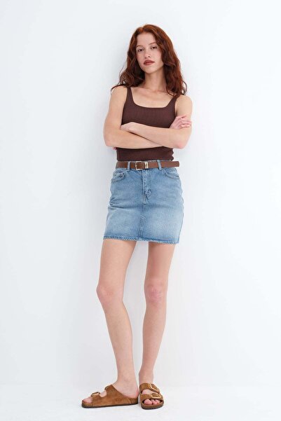 Addax Kemerli Mini Denim Etek E251131