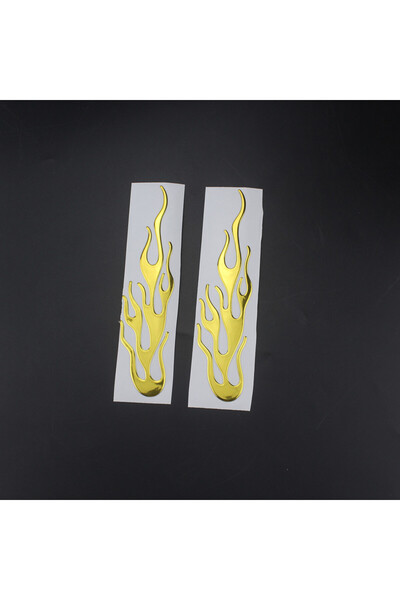 Choice1 Gold Universal Motorcycle 3D Flame Fire Reflective Sticker Vinyl Deca...
